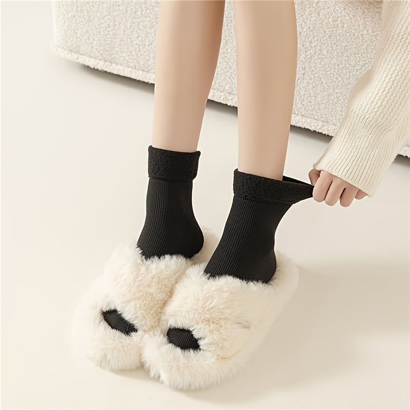 Plush Lined Socks for Warmth & Comfort - Women's Mid Tube Stockings