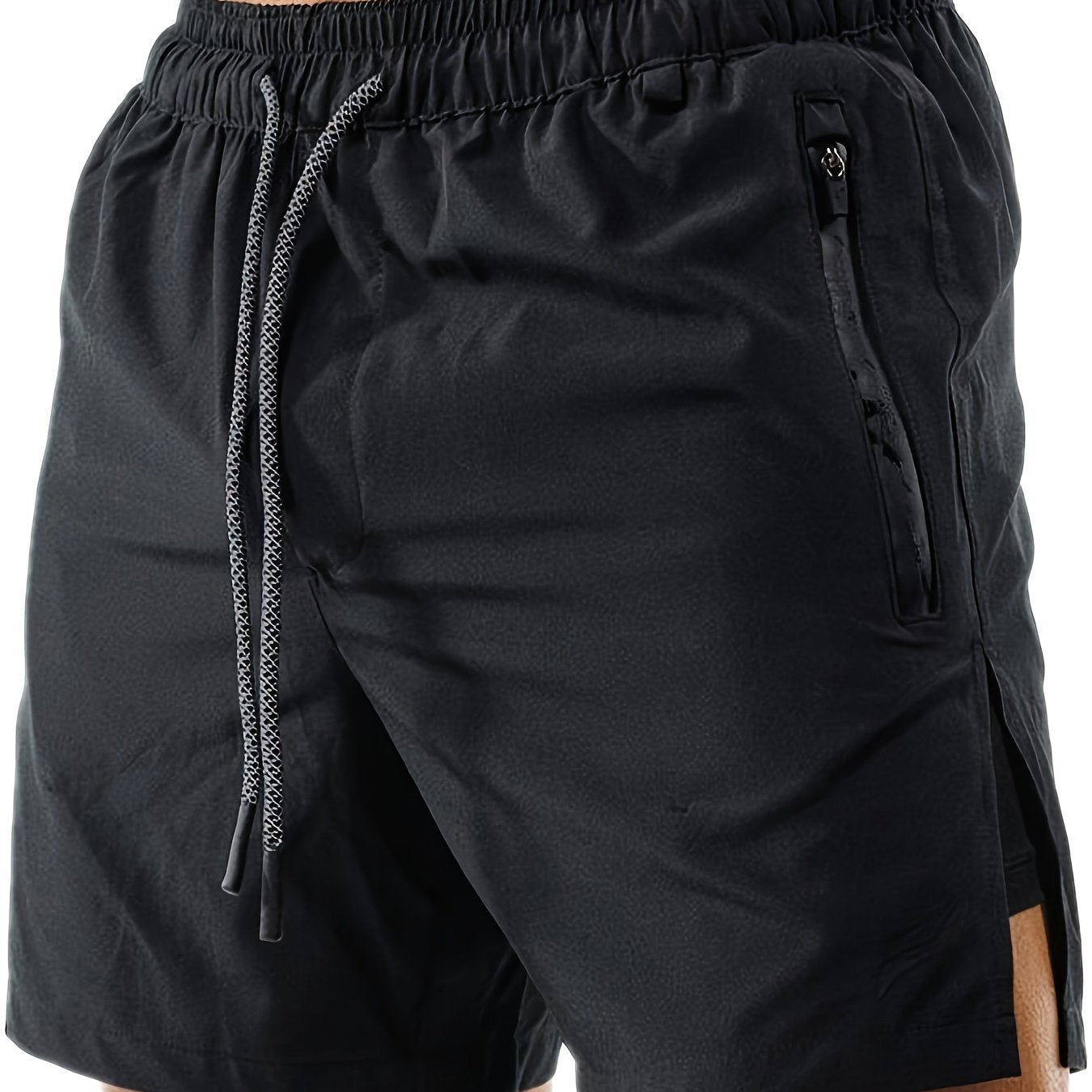 Men's Double Layer Sports Shorts with Zipper Pocket for Gym Workout