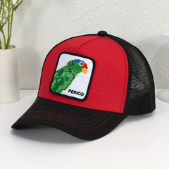 Parrot Patch Baseball Cap Mesh Trucker Hat Adjustable Sunscreen Dad Hats