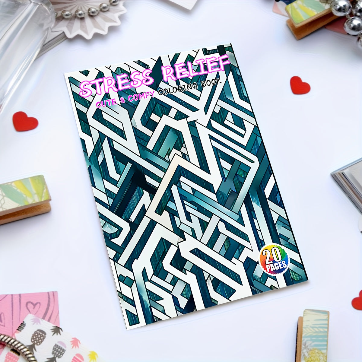 Adult Coloring Book Stress Relief 20 Pages 21x21 cm Thick Paper