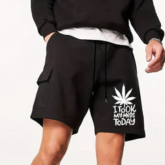 Men s Leaf & Slogan Print Cargo Shorts