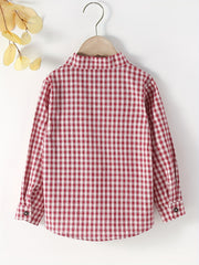 Boy's Plaid Graphic Print Shirt Long Sleeve for Spring Autumn