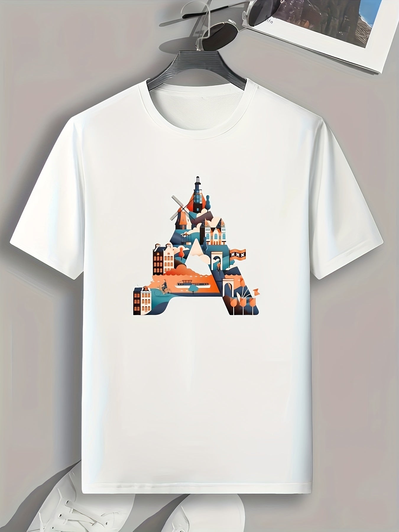 Castle Print Men's Graphic Tee for Summer