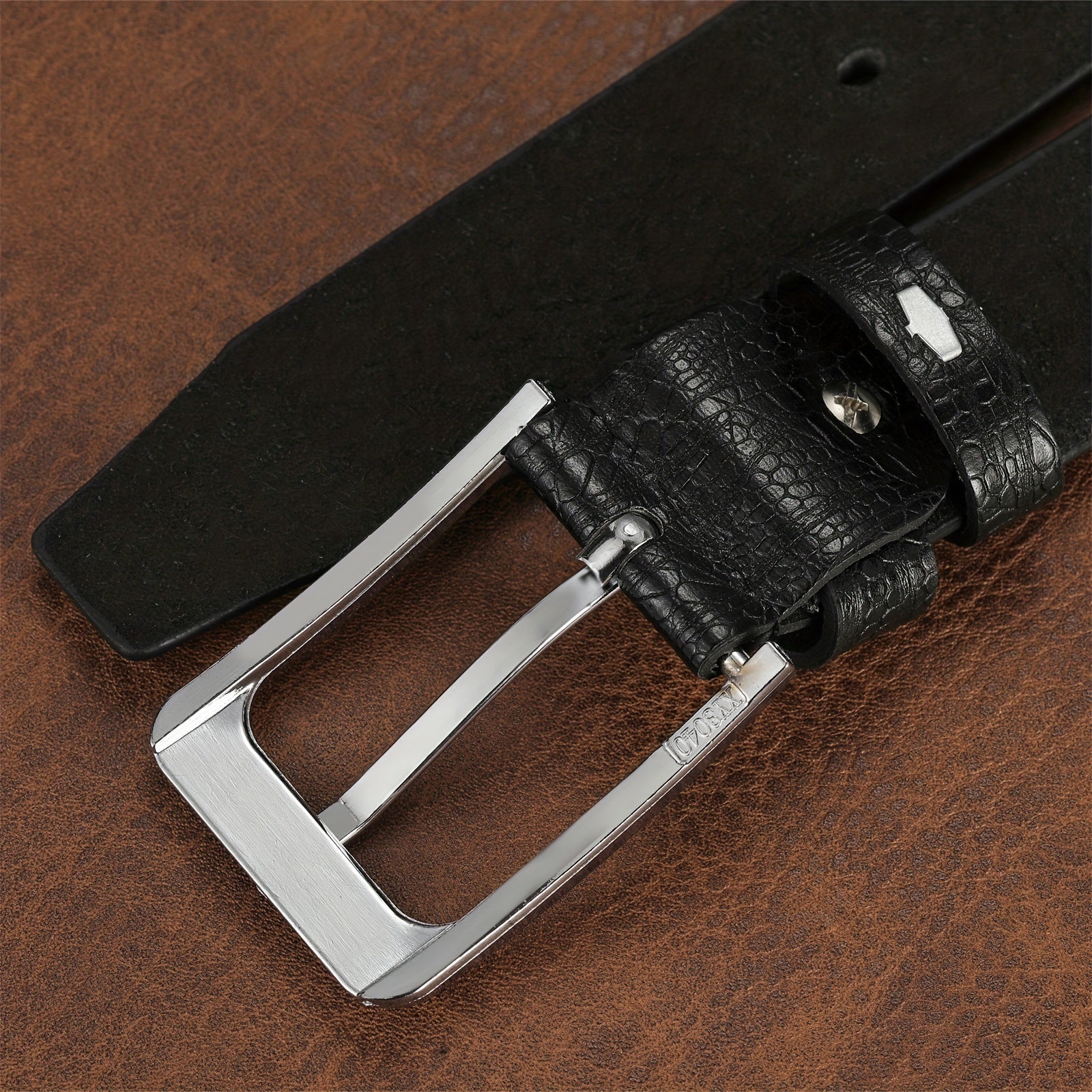 Men's Cut Edge Belt PU Leather Complex Patterns Belt