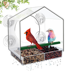 Window Bird Feeder w/ Strong Suction Cups - 3 Compartment Tray