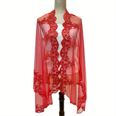 Floral Embroidery Shawl Large Cape for Wedding Bridal
