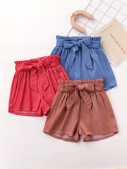 Toddler Girls Paperbag Waist Belted Shorts Set