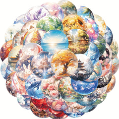 50pc Glass Ball World Stickers Decoration Cartoon Graffiti Stickers
