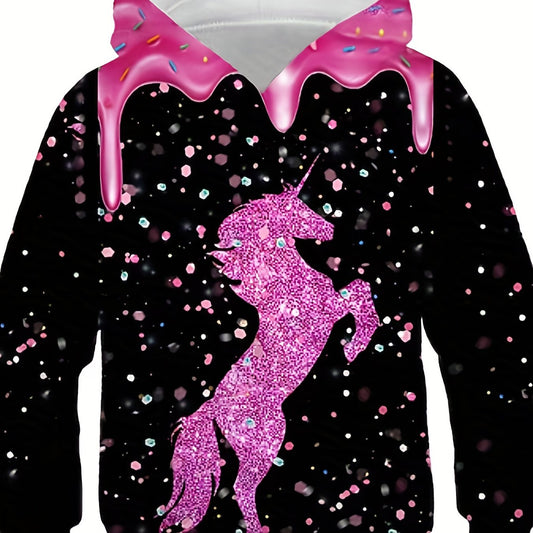 Kids Unicorn Graphic Hoodie Spring Summer Toddler Sweatshirt Casual Pullover