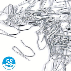 58pcs Stainless Steel Curtain Hooks Pin on Hooks for Window Shower Door Curtains
