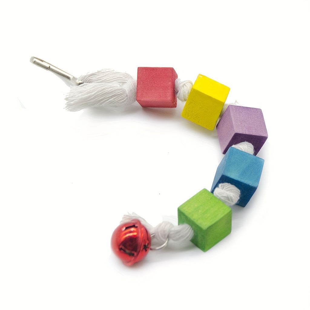 Colorful Wooden Parrot Swing Toy for Chewing with Cage Accessories