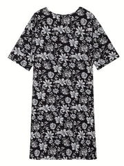Floral Print Short Sleeve Casual Dress