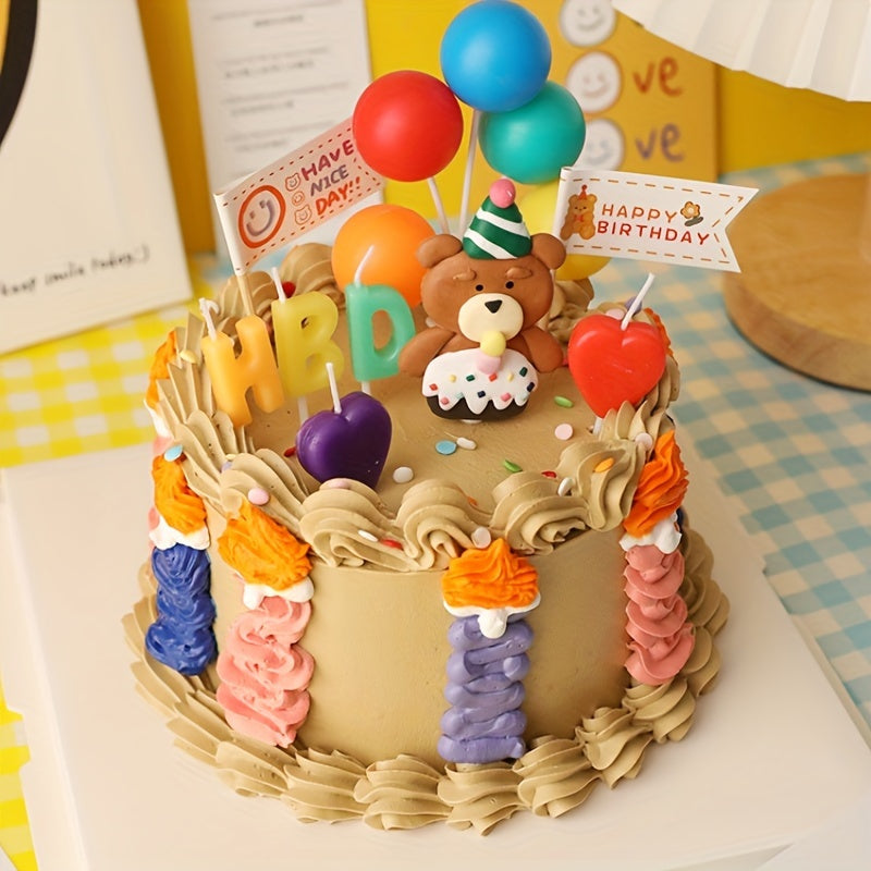 14pcs Smiling Bears Flags Cake Decoration Birthday Party Decor
