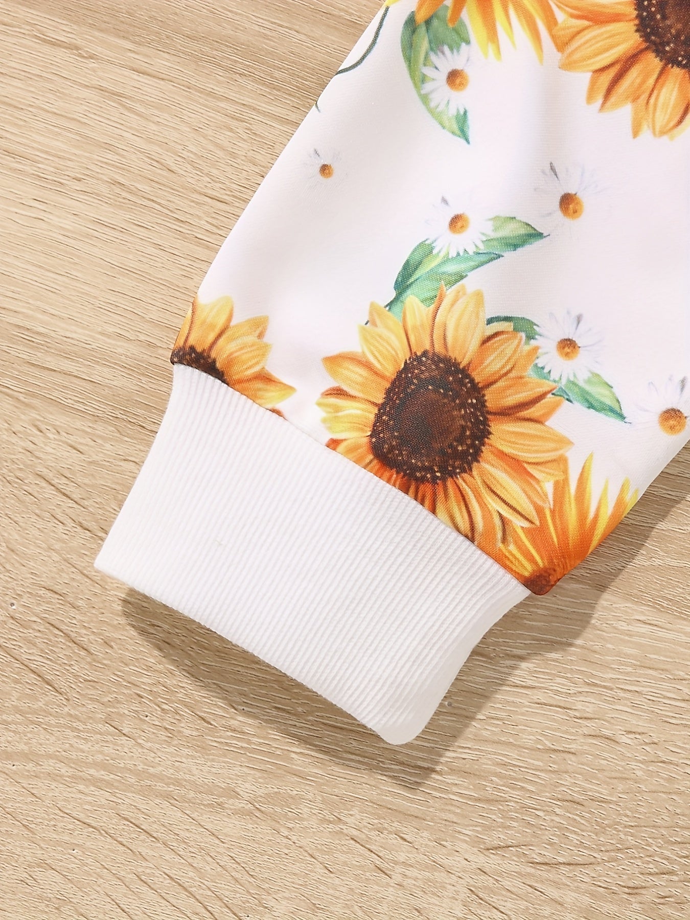 Big Girl's Sunflower Graphic Crew Neck Sweatshirt Top