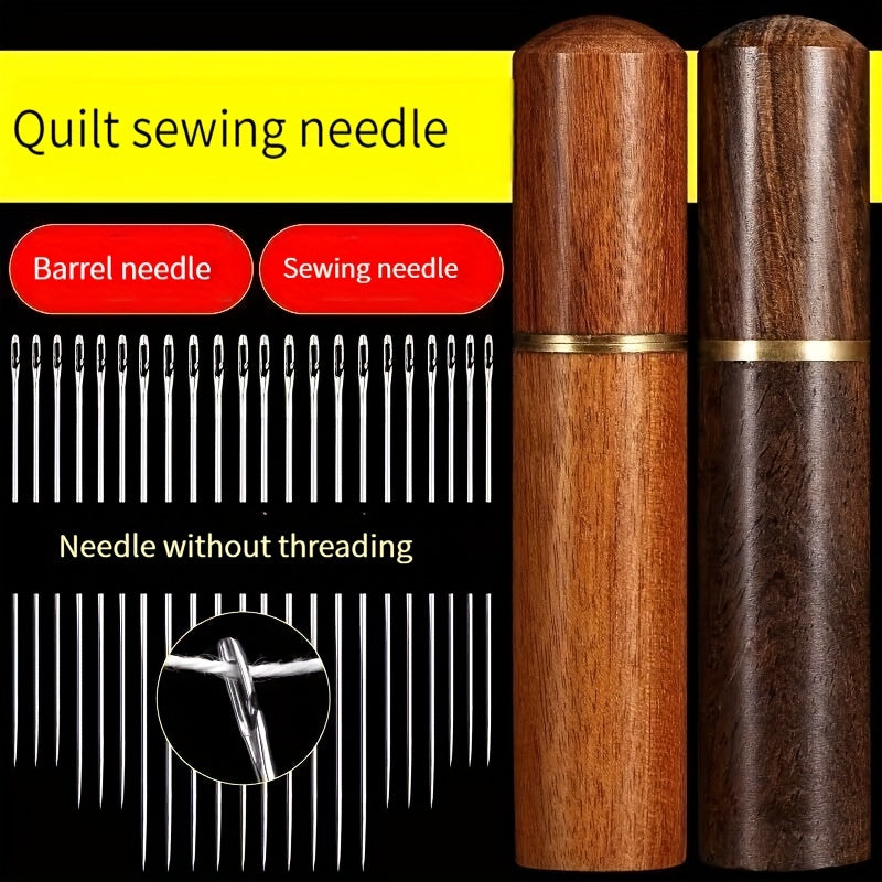 30pcs Solid Wood Needles Set With Needle Cartridge Household Sewing Accessories