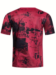 Men's Marble Pattern Print T Shirt Breathable Comfort