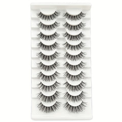 10 Pairs Natural Cross Volume False Eyelashes D Curling