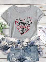 Heart Graphic Sports T shirt Round Neck Short Sleeves Workout Tops Women's Activ