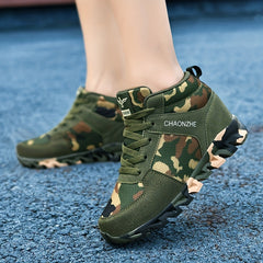 Women's Camo Print High Top Running Shoes Lace Up Sneakers