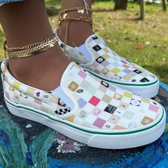 Women's Checkered Canvas Slip-On Skate Shoes
