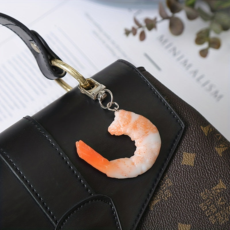 Simulated Shrimp Keychain Fun Food Pendant For Bags Purses And Keys