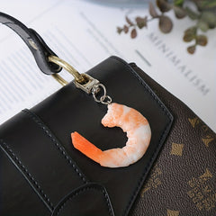 Simulated Shrimp Keychain Fun Food Pendant For Bags Purses And Keys