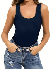 Solid Crew Neck Tank Top Casual Sleeveless Tank Top For Summer Women's Clothing