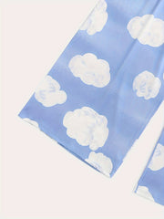 Cloud Pattern Lace Up Pajama Set