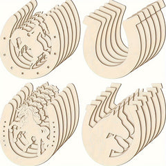 12pcs Wooden Horseshoe Cutouts Unpainted DIY Pendant