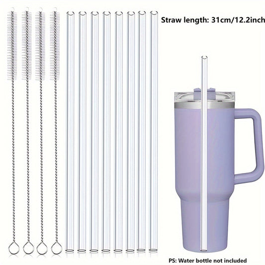 8pcs Reusable Straws Replacement with 4pcs Cleaning Brushes