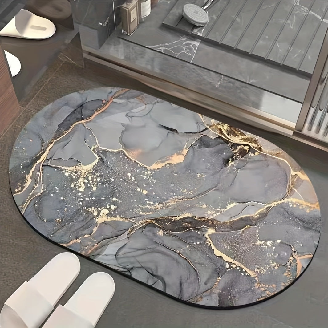 Soft Marble Printed Bath Rug Non Slip Shower Carpet Quick Dry Bath Mat