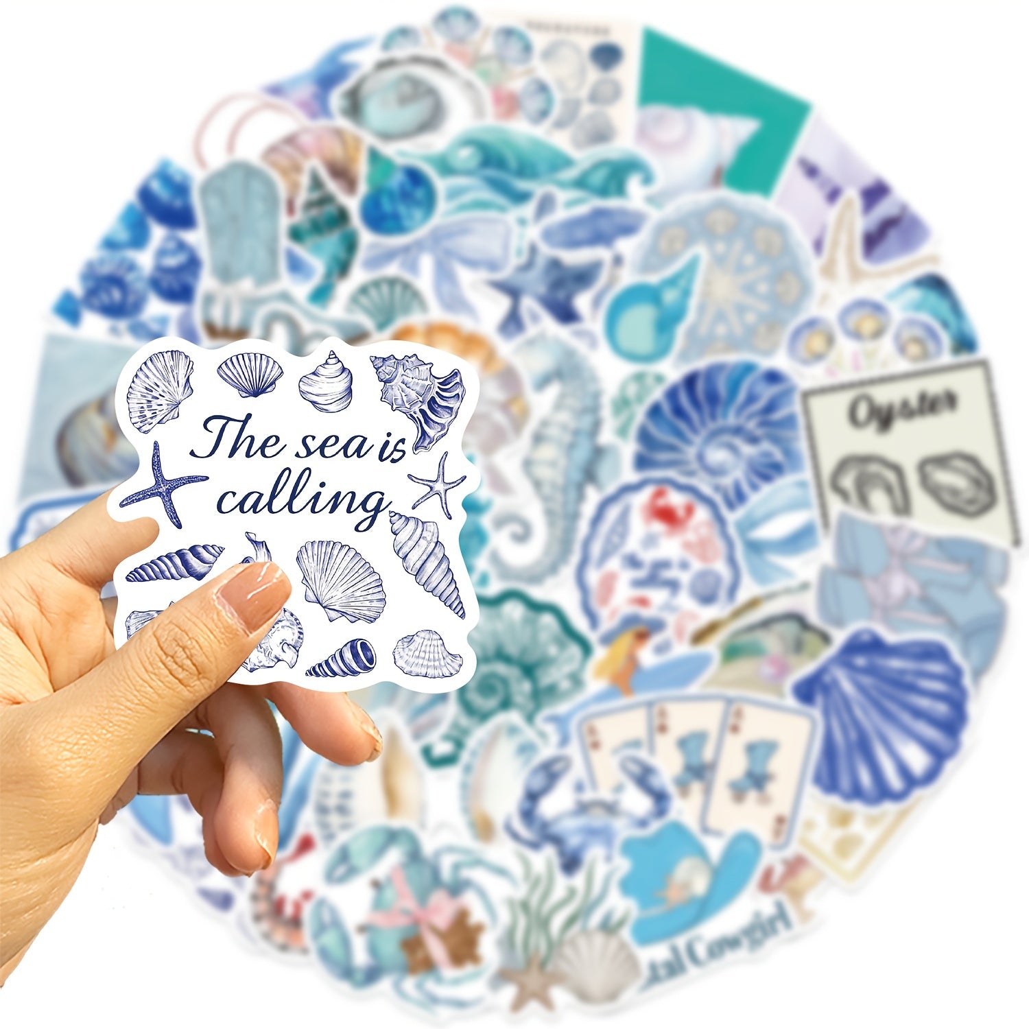 50pcs Coastal Girl Vinyl Stickers Ocean Themed Cartoon Decals for Laptop Water B