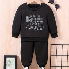 Baby Playground Letter Print Outfit Long Sleeve Sweatshirt Set