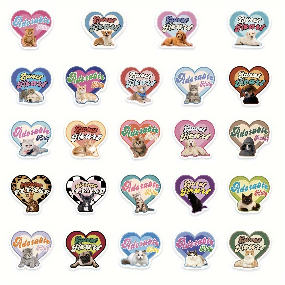 49pcs American Retro Love Cat Stickers for Water Bottle Laptop Luggage