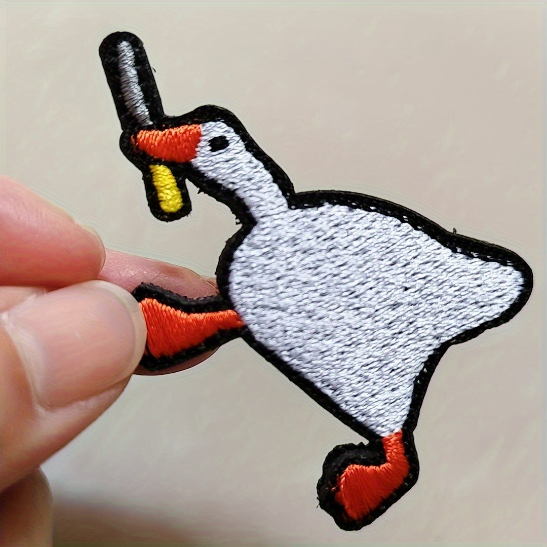 Funny Goose With Patch Embroidery Hook And Loop Patches For Clothing