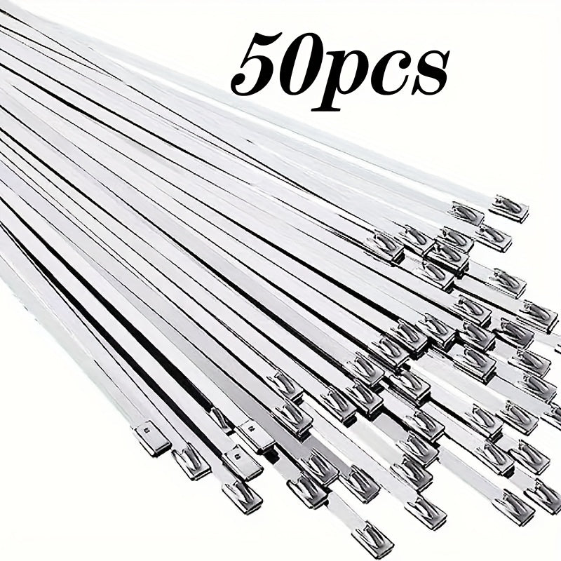 50pcs 29.97cm 304 SS Cable Ties Heavy Duty Self-Locking for Machinery Vehicles