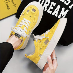 Men's Canvas Shoes Solid Lace up Skate Shoes Walking Sneakers