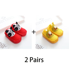 2 Pairs Baby Boys Walking Socks Anti-Skid Soft Bottom