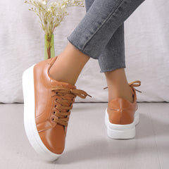 Faux Leather Platform Sneakers for Women