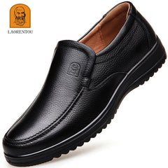 LAORENTOU Men's Leather Oxfords Comfortable Slip On Shoes