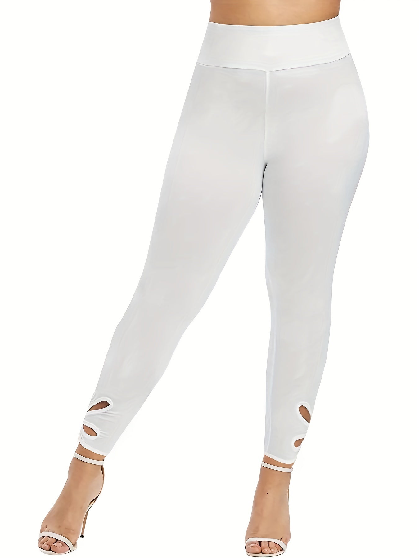 High Waist Long Length Leggings Solid Slim Fit Casual Leggings