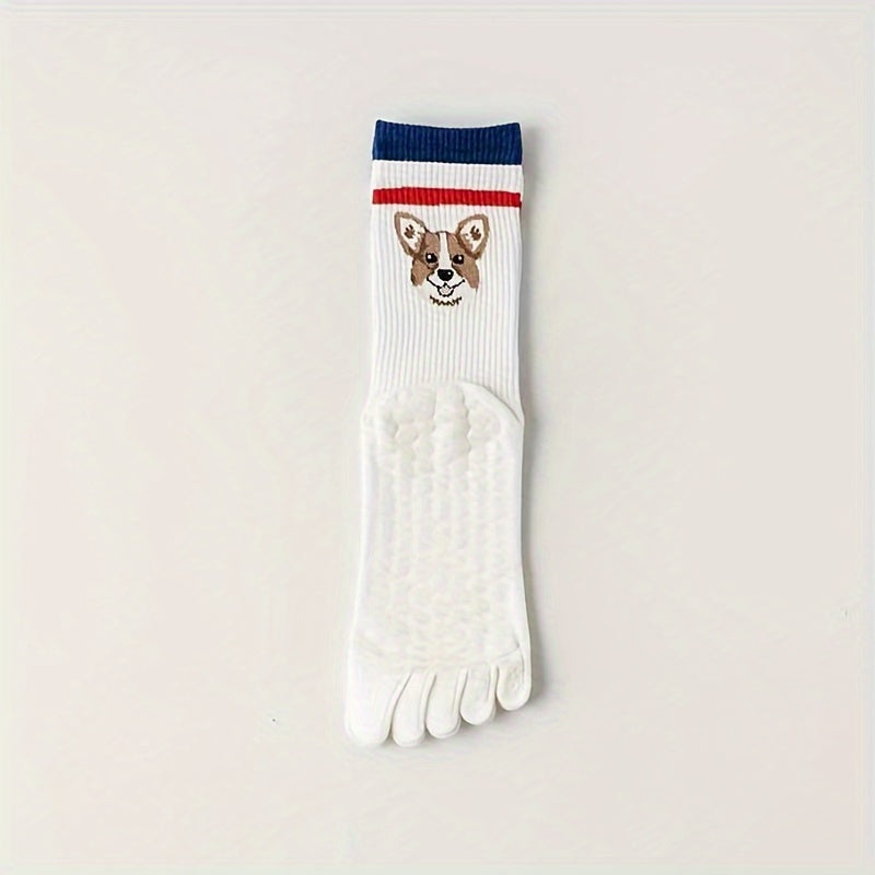 Cartoon Puppy Yoga Socks Five-toe Gripper Socks