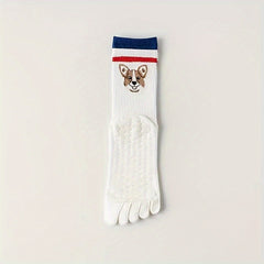 Cartoon Puppy Yoga Socks Five-toe Gripper Socks