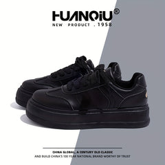 HUANQIU Women's Thick Sole Lace-up Skate Shoes Comfortable Sports Sneakers