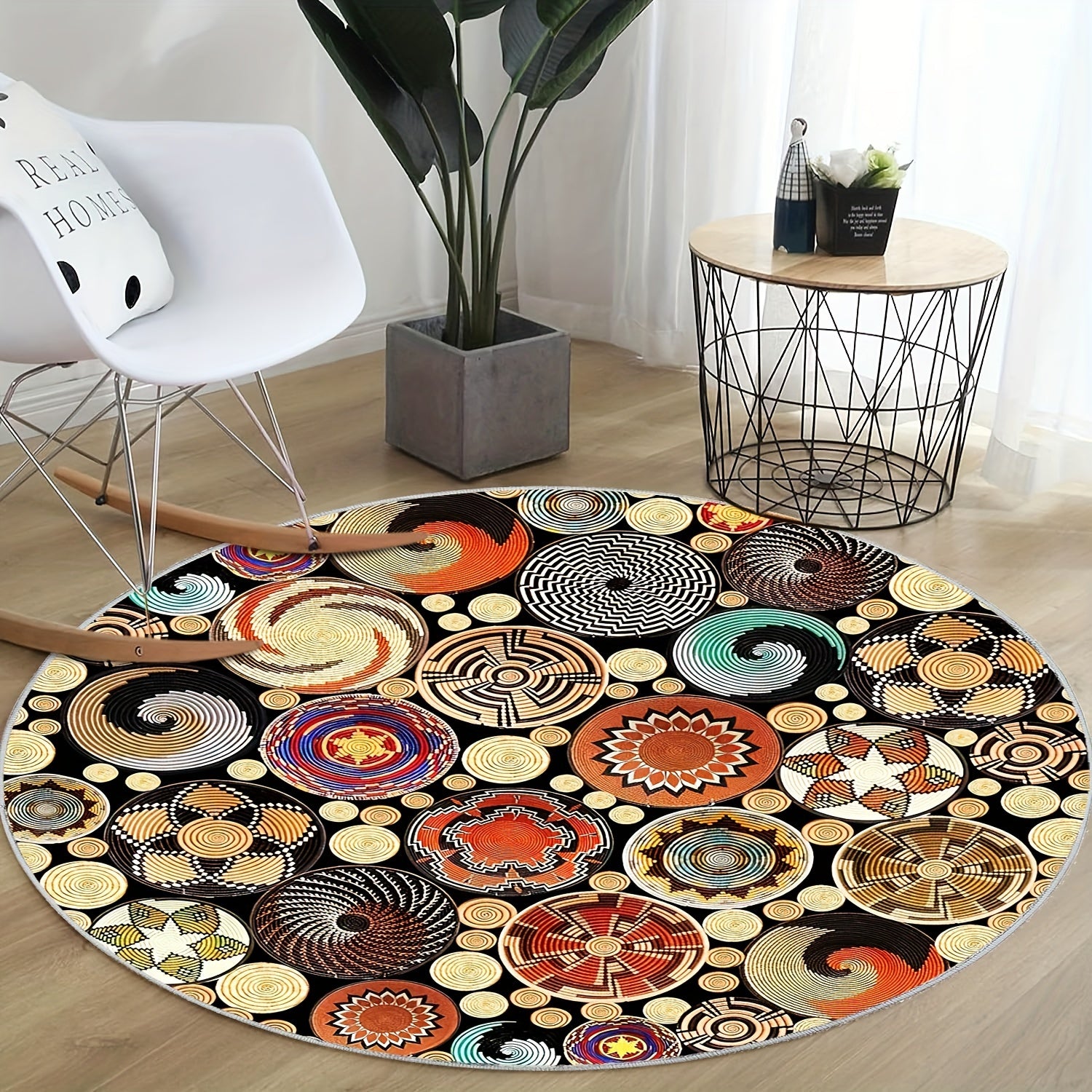 Abstract Modern Round Rug For Living Room Bedroom Kitchen