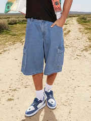 Men's Loose Fit Denim Shorts with Pockets