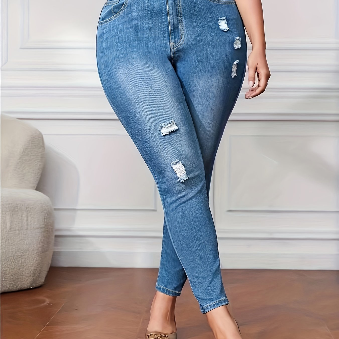 Ripped Skinny Jeans - Stretchy and Stylish
