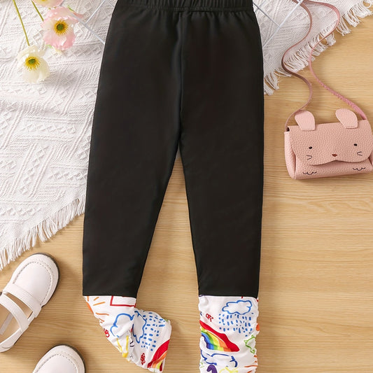 Girls Graffiti Graphic Stretch Leggings Kids Clothes