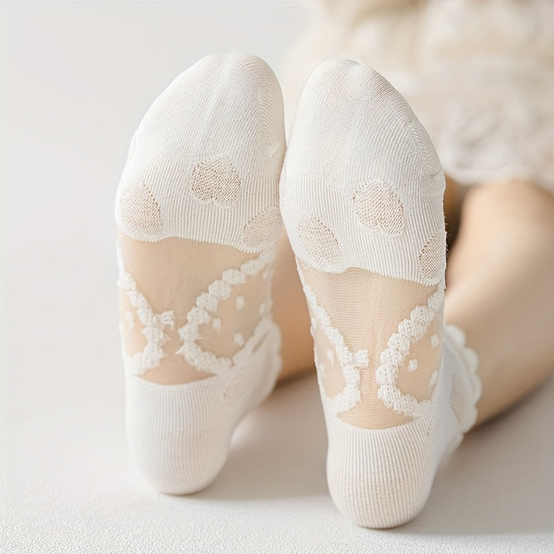 5 Pairs Girls Stitching Mesh Lace Socks for Summer