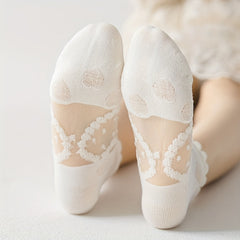 5 Pairs Girls Stitching Mesh Lace Socks for Summer